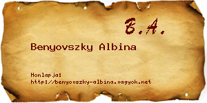Benyovszky Albina névjegykártya
